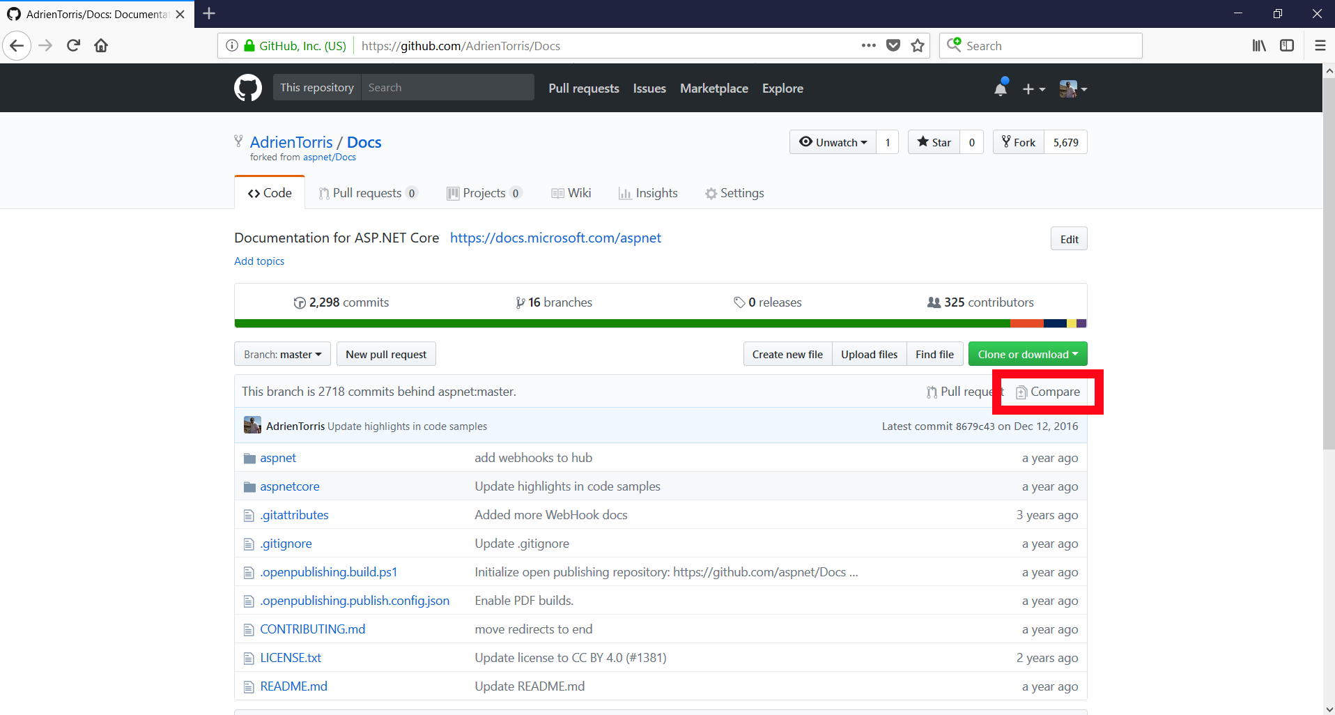 How to update a forked repository from the web UI on GitHub