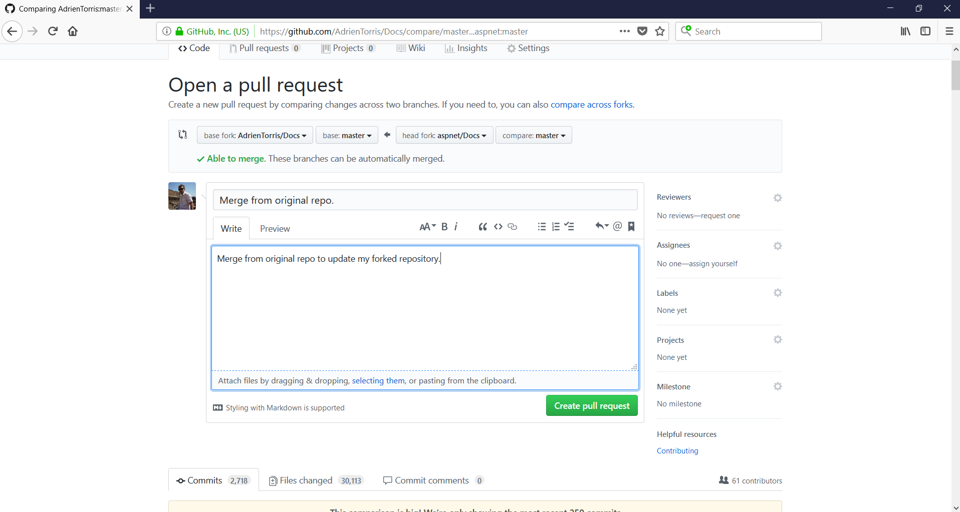 commit to forked repo github desktop
