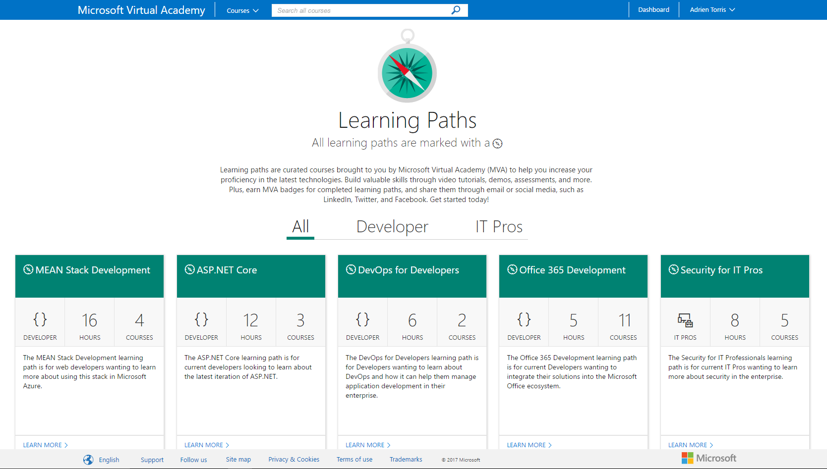 Learning Paths on the Microsoft Virtual Academy (MVA)